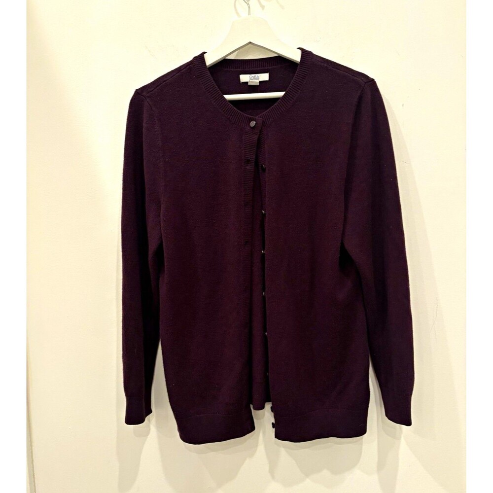 Croft & Barrow Purple burgundy Acrylic Knit Cardigan Sz M career office fall pre